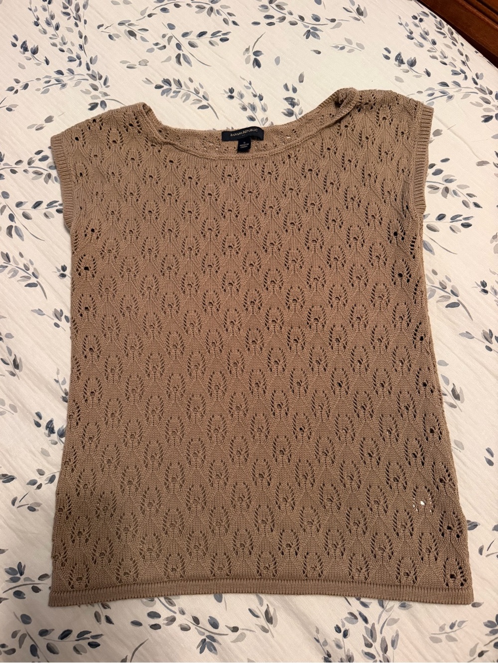 Banana Republic Openwork Knit Tank in Light Brown